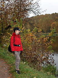 Red jacket and yellow leaves