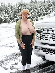 Erotic older grandmothers are posing undressed outdoor