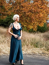 Granny Fucks: Stunning Elegant Pose in Blue Dress